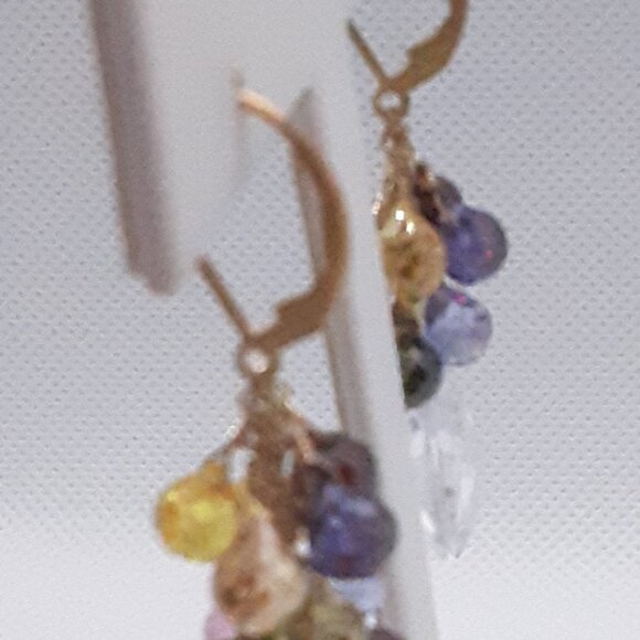 Stunning Faceted Multi-Color Crystal Drop Earrings Designed by Nina Nyugen - Picture 13 of 14